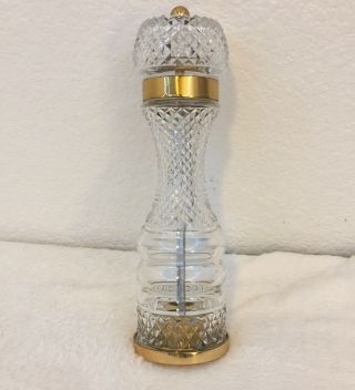Stunning 8 " Vintage French Gilt Brass Cut Crystal Art Glass Pepper Mill Grinder
