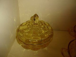 Cambridge Cascade Candy Box Dish With Lid Gold Yellow Elegant Glass