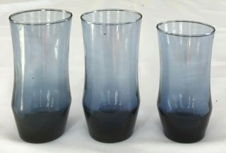 Vintage Libbey Drinking Glass Tumblers 16 Oz.  And 12 Oz.  Blue Set Of 3