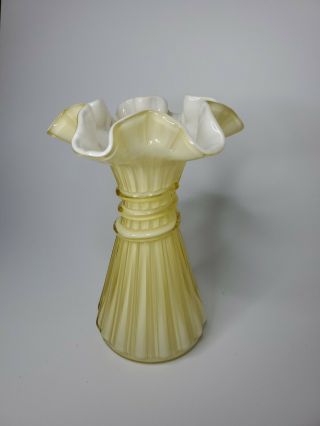 Vintage Fenton Art Glass - Wheat Vase Yellow Overlay -