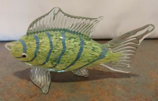 Vintage Hand Blown Studio Art Glass Fish Sculpture Figure