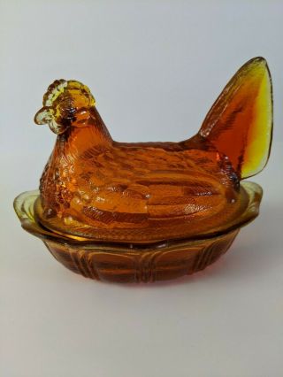 Fenton Art Glass Orange Hen On A Nest Farmhouse Decor Vintage