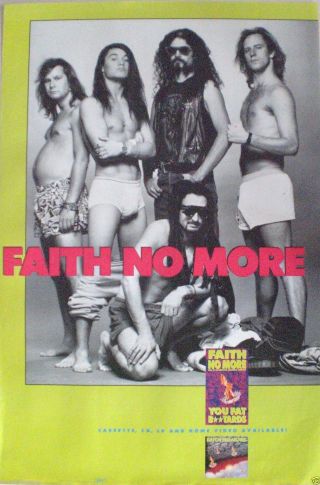 Faith No No More " You Fat Bastards " U.  S.  Promo Album Poster - Metal,  Rock Music