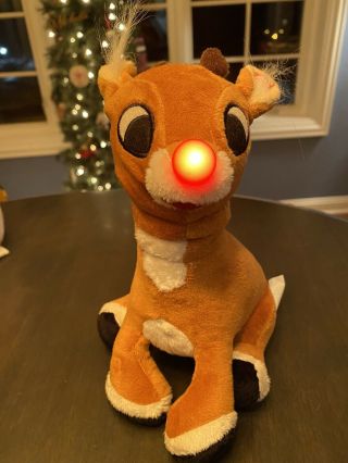 Vintage Gemmy Rudolph The Red Nosed Reindeer Talking Singing Animated Plush