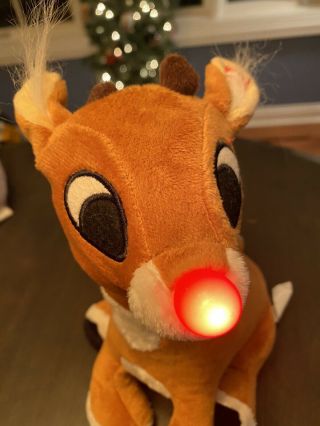 Vintage Gemmy Rudolph The Red Nosed Reindeer Talking Singing Animated Plush 3