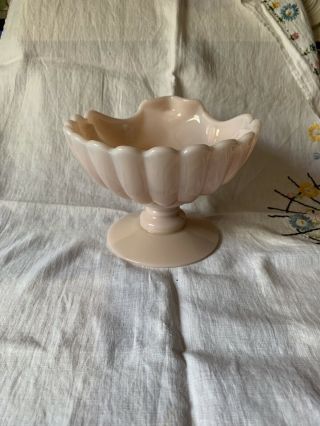 Cambridge Crown Tuscan Pastel Pink Scalloped Shell 6” Compote Candy