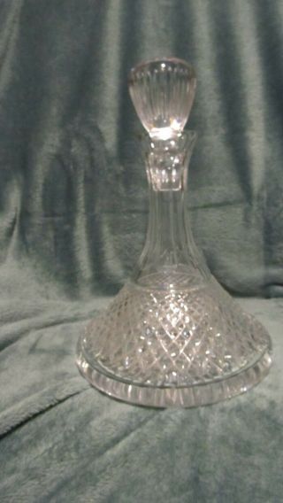 Cut Lead Crystal Wine Decanter With Stopper 11” Tall
