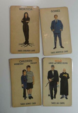 Vintage Set Of Four (4) Card Addams Family 1965 Game Morticia Gomez Kids Lurch