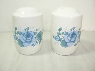 Jay Import Corelle Blue Velvet Rose Swirl Ceramic Salt Pepper Shakers
