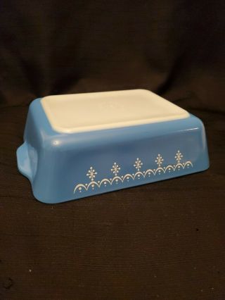 Pyrex Blue Snowflake Garland 503 Refrigerator Dish Casserole Pan