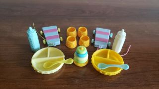 Vintage Mlp G1 Hasbro Baby Accessories Plates Spoons Bottles Wagons Shoes