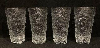Vintage Anchor Hocking Milano Lido Clear Crinkle Iced Tea Tumblers - Set Of 4