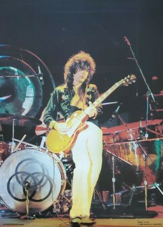 Vintage 1980 Jimmy Page Guitar Poster Rock Heavy Metal Led Zeppelin