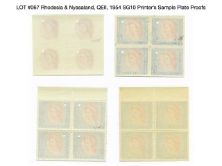 067: Rhodesia & Nyasaland,  QEII,  1954 SG10 Printer’s Sample Plate Proofs 2