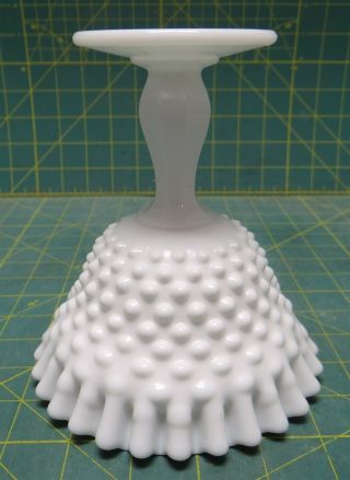 Vintage Fenton Hobnail Ruffled White Milk Glass Candy Nut Pedestal Dish Compote 3
