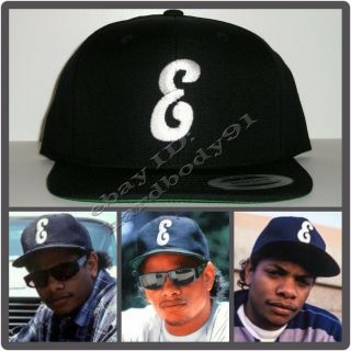 Black Eazy E Letter E Snapback Hat Cap Nwa Straight Outta Compton