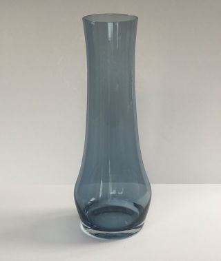 Riihimaki / Riihimaen Lasi Oy Blue Glass Tall Vase 1960/70s Vintage.