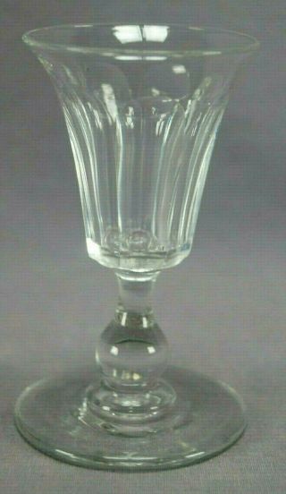 American Hand Blown Panel Cut Clear Flint Glass Wine Circa 1820 - 1830s
