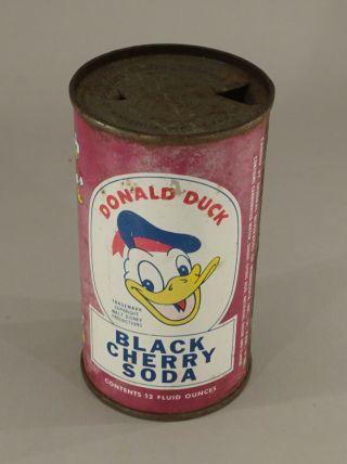 Rare Vintage Walt Disney Donald Duck Black Cherry Soda 5 " Tall Can