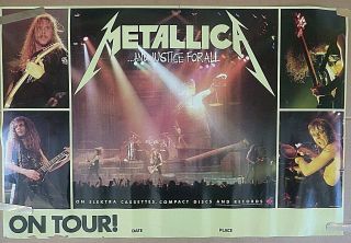 Rare Metallica Justice For All 1989 Vintage Orig Music Store Promo Tour Poster