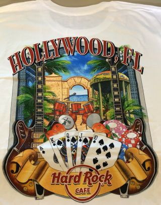 Hard Rock Cafe Hollywood 2017 City Tee White T - Shirt 2x Xxl Men 
