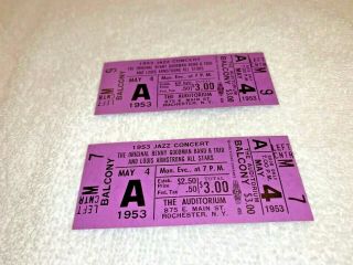 1953 Louis Armstrong Benny Goodman 2 Concert Tickets Jazz Louie
