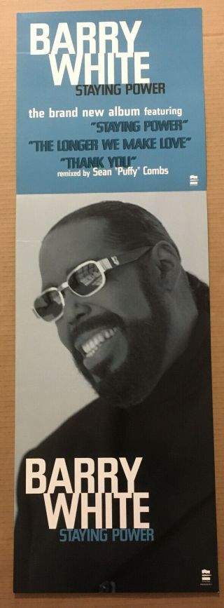 BARRY WHITE Rare 1999 DOUBLE SIDED TOUR PROMO POSTER FLAT of Staying CD 12x36 2