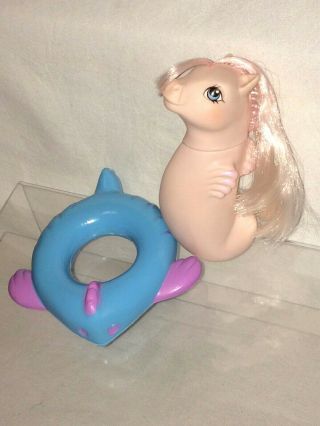 Vtg 1984 G1 My Little Pony Baby Sea Surf Rider Pink Seahorse & Fish Float Fast