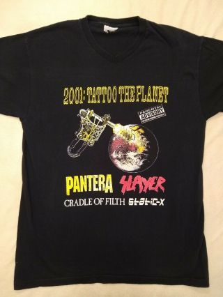 2001: Tattoo The Planet T Shirt L - Pantera Slayer Cradle Of Filth Vintage Metal