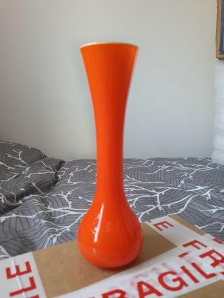 Vintage Orange Cased Glass Vase.  Holmegaard?