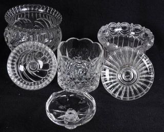 (3) Vintage Clear Glass Lidded CANDY DISH & JELLY DISH 6 