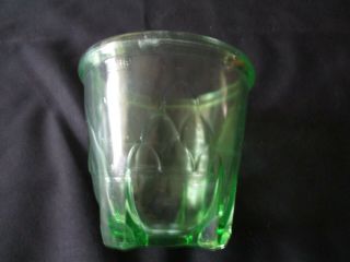 Vintage Green Vaseline Depression Glass 16 Oz Measuring Cup Four Footed