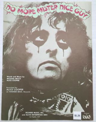 Vintage 1973 Alice Cooper Sheet Music No More Mister Guy/photo Graphics