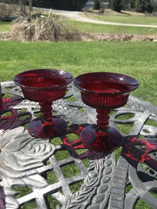 Fenton Elegant Glass Ruby Red Lincoln Inn Sherbets Glassware ?