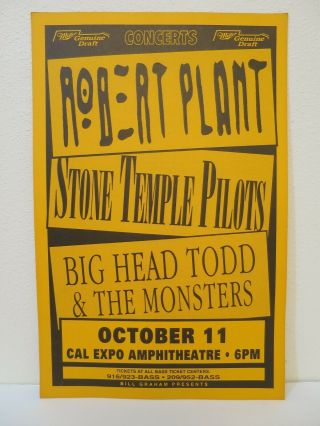 Vintage Concert Poster Robert Plant Stone Temple Pilot 1993 Bill Graham