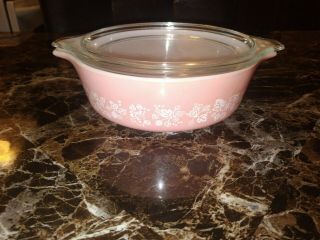 Vintage Pyrex Pink Gooseberry Casserole Dish 471 1pt With Lid