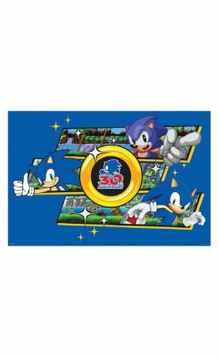 Sonic The Hedgehog 30th Anniversary 3 Panels 24x36 Poster Sega Genesis Nintendo