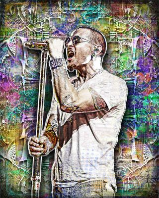 Chester Bennington Tribute 16x20in Poster,  Linkin Park Color Art