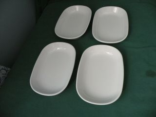 Set Of 4 Corning Ware Sidekick Dishes P - 140 - B White Snack Oval Side Kick Plates