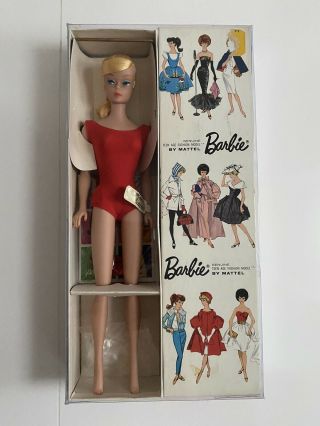 Vintage Barbie Swirl Ponytail 1964 Lemon Blonde With Gold Wristag Nrfb