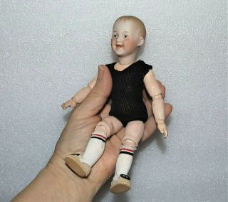 Antique German Bisque Socket Head Gebruder Heubach Ball Jointed 7 1/4 " Boy Doll