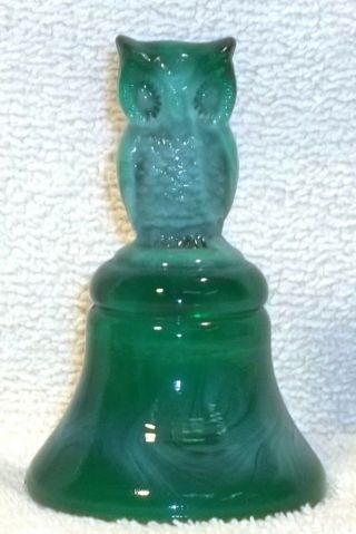 Boyd Glass Made in 1983 Owl Bell Vaseline SLAG Green White FUND 2