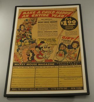Orig.  1938 Walt Disney N.  Y.  Times Newspaper Ad Mickey Snow White Donald 12 " X17 "