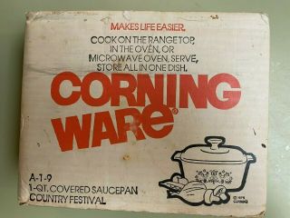 Vintage Corning Ware Country Festival 1 - Qt Covered Saucepan