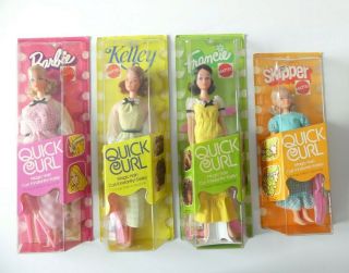 Vintage Mod Barbie Set Of 4 Quick Curl Dolls Barbie Kelley Francie Skipper Nrfb