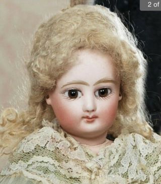 Antique 12” French Fashion Doll Poupee Peau With Fantastic Gown & Mohair Wig