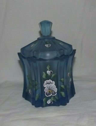 Fenton Hand Painted Covered Candy Dish Artist Signed