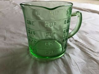 Green Hazel Atlas Depression Glass Measuring Cup - 3 Spouts