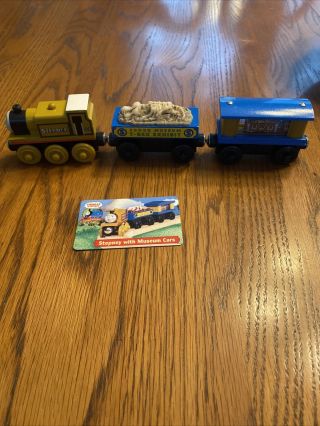 Thomas And Friends Wooden Railway Stepney With Museum Cars W/ Collectible Card