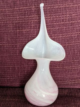 Alum Bay Glass Isle Of Wight.  Jack In The Pulpit Vase.  Purple & White